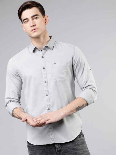 

Ecko Unltd Men Grey Slim Fit Solid Casual Shirt