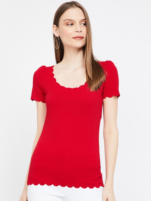 

CODE by Lifestyle Women Red Self Design Top