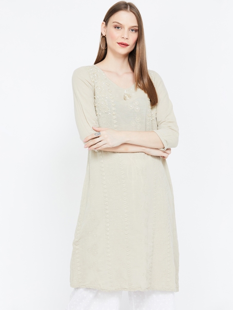 

Melange by Lifestyle Women Beige Embroidered A-Line Kurta