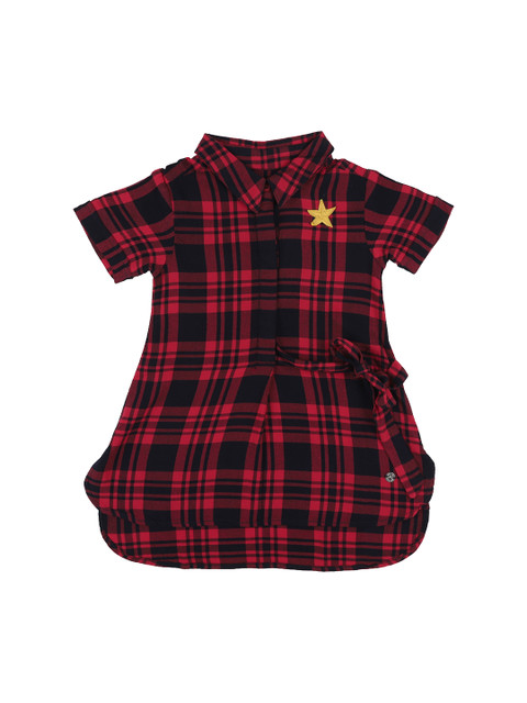 

Allen Solly Junior Girls Red & Black Checked Shirt Dress