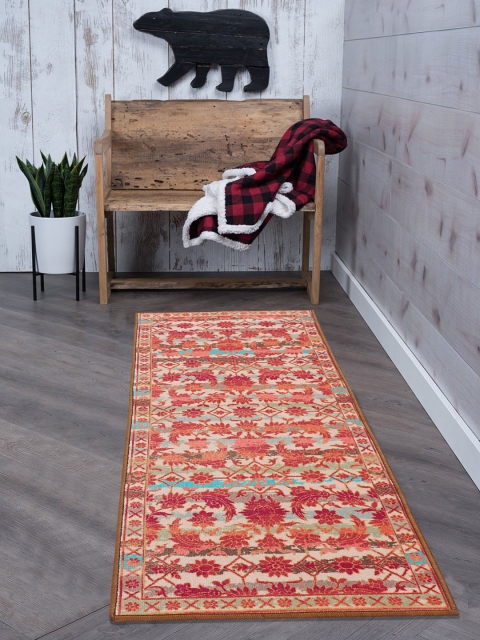 

RUGSMITH Red & Beige Printed Anti-Skid Floor Runner