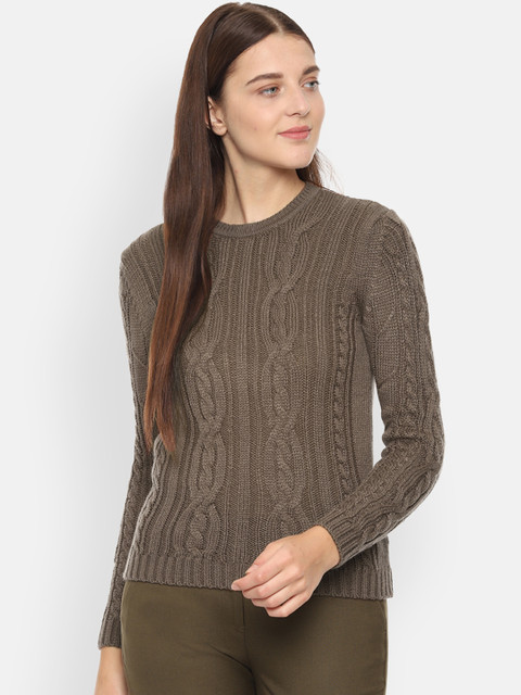 

Van Heusen Woman Brown Self Design Sweater