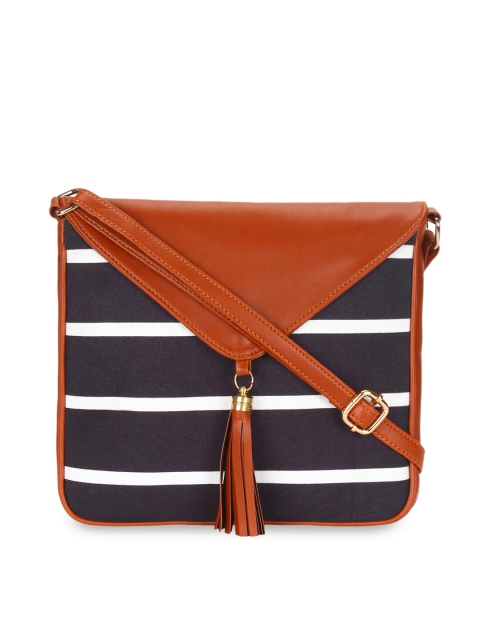 

Lychee bags Black & White Striped Sling Bag