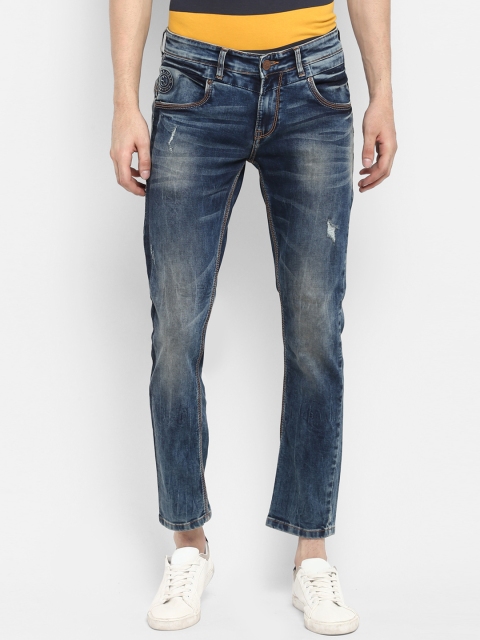 

SPYKAR Men Navy Blue Slim Fit Mid-Rise Low Distress Jeans
