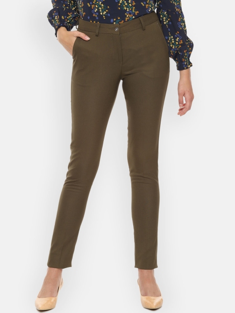 

Van Heusen Woman Women Olive Green Regular Fit Solid Regular Trousers