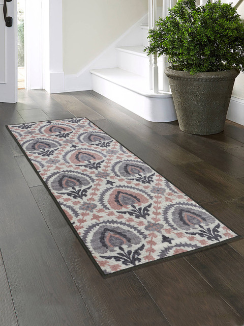 

RUGSMITH Grey & Beige Printed Anti-Skid Floor Runner