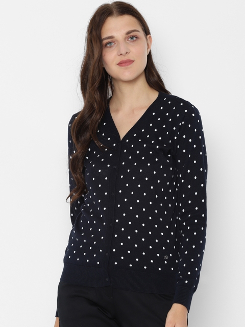

Allen Solly Women Navy Blue & White Printed Cardigan Sweater