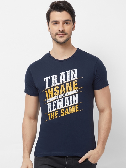 

Imagica Men Navy Blue Printed Round Neck T-shirt