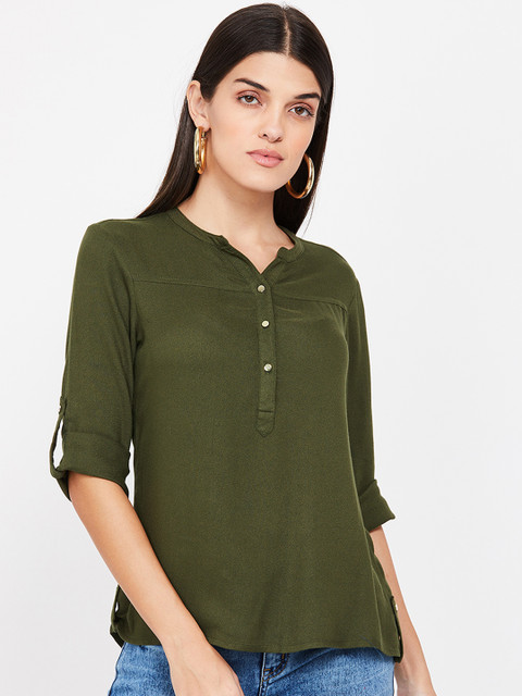

Bossini Women Olive Green Solid Top