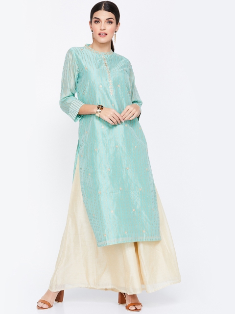 

Melange by Lifestyle Women Green Printed Straight Kurta