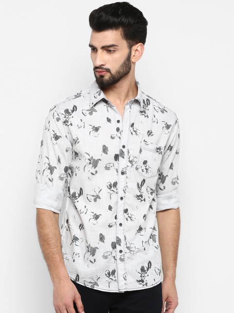 

Mufti Men White & Grey Printed Slim Fit Casual Shirt
