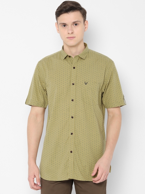 

Allen Solly Men Olive Green Printed Slim Fit Casual Shirt