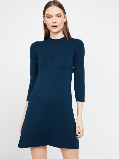 

Bossini Women Solid Teal Blue T-shirt Dress