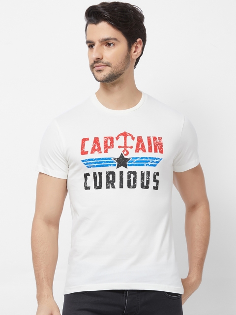 

Imagica Men Off-White Printed Round Neck T-shirt