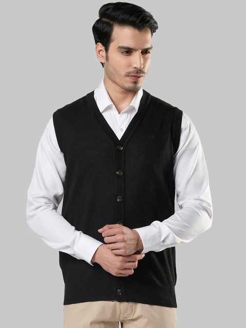 

Raymond Men Black Solid Sweater