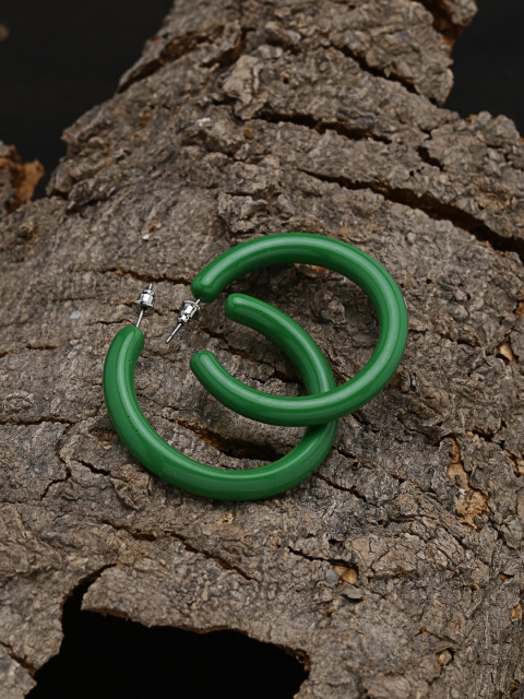 

ZeroKaata Green Circular Half Hoop Earrings