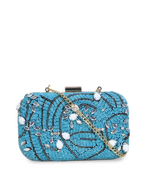 

Diwaah Turquoise Blue Embellished Clutch