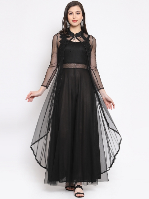 

Just Wow Women Self Design Black Maxi Dress