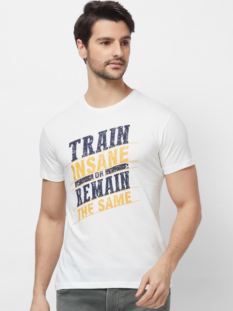 

Imagica Men Off-White Printed Round Neck T-shirt