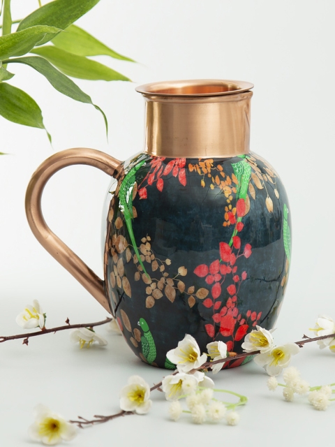 

India Circus by Krsnaa Mehta Green 2-Pieces Printed Copper-Toned Water Jugs Set