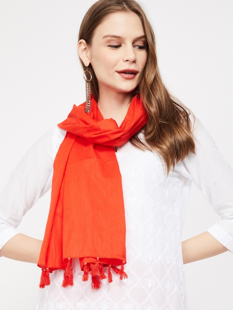 

Melange by Lifestyle Women Orange Solid Pure Cotton Dupatta
