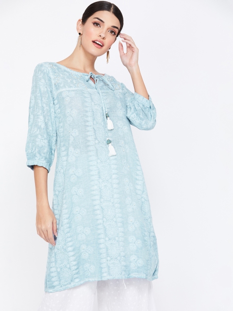 

Melange by Lifestyle Women Blue Embroidered A-Line Kurta