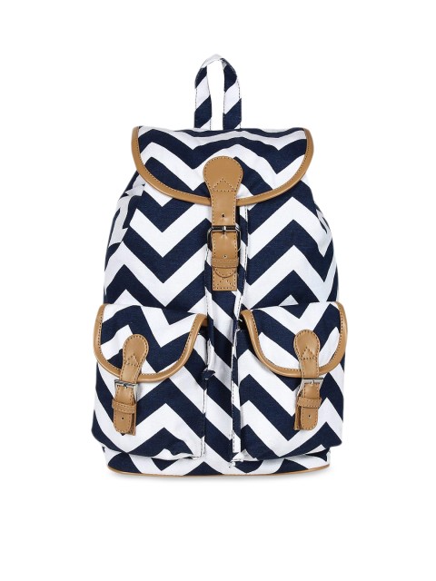 

Lychee bags Women Navy Blue & White Printed Backpack