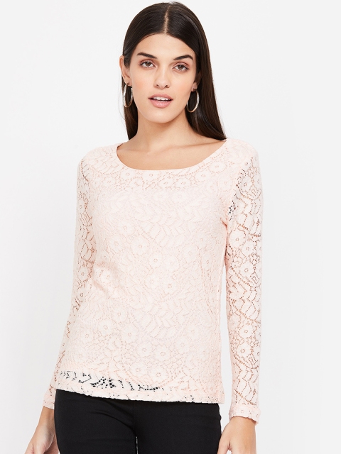 

CODE by Lifestyle Women Peach-Coloured Self Design Top