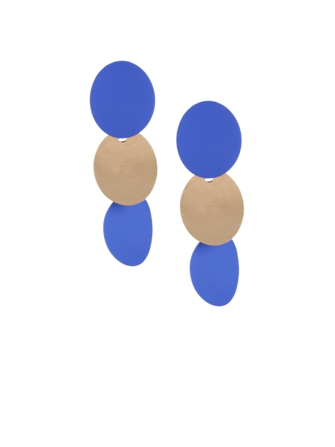 

Mali Fionna Blue & Gold-Toned Geometric Drop Earrings