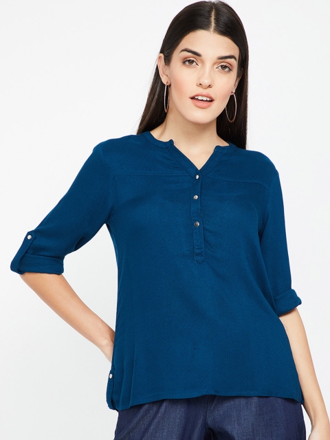 

Bossini Women Teal Blue Solid Top