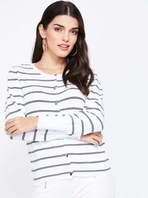 

Bossini Women White & Black Striped Top