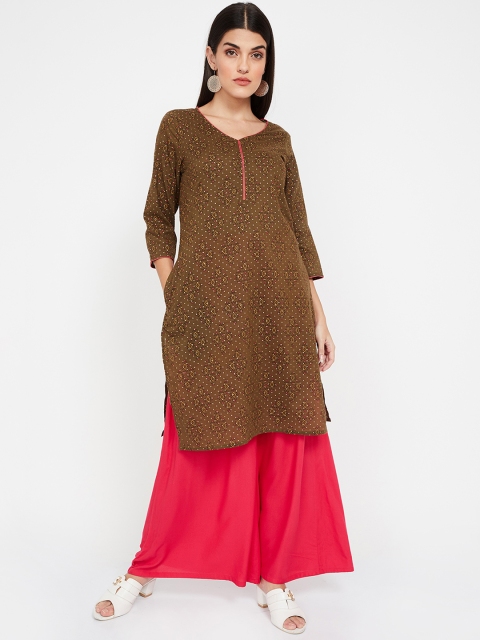 

Melange by Lifestyle Women Brown Printed Straight Kurta