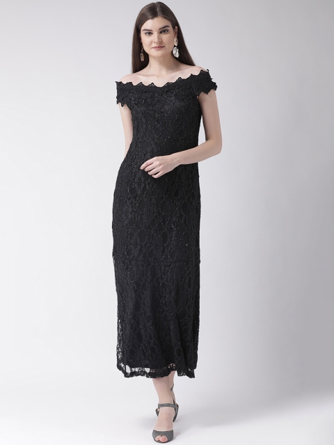 

Latin Quarters Women Self Design Black Fit and Flare Dress
