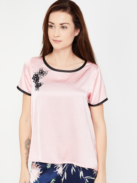 

Ginger by Lifestyle Women Pink Solid Lounge T-Shirt