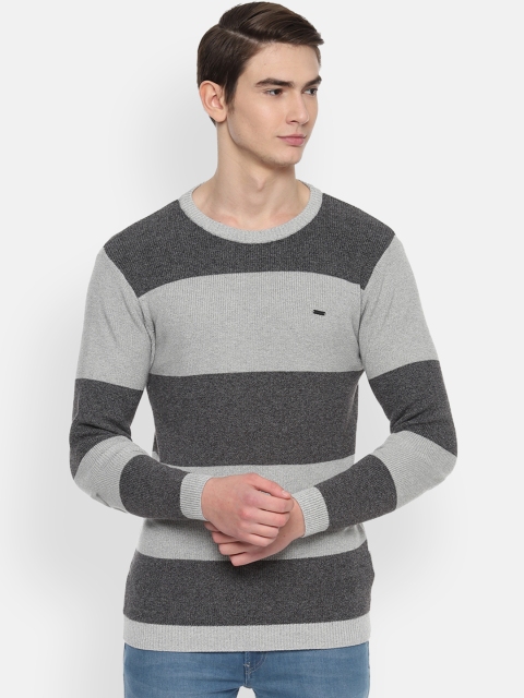 

Van Heusen Sport Men Grey Striped Sweater