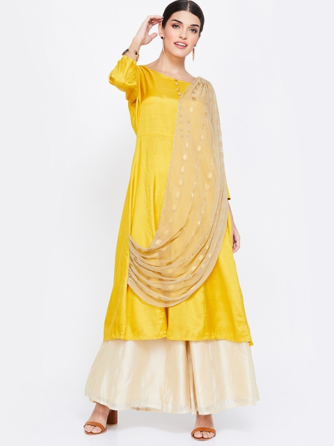 

Melange by Lifestyle Women Mustard Yellow Solid A-Line Kurta