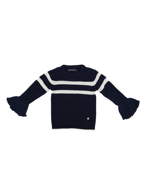 

Allen Solly Junior Girls Navy Blue & White Striped Sweater