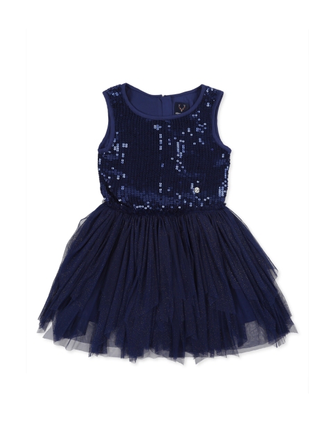 

Allen Solly Junior Girls Navy Blue Embellished Fit and Flare Dress