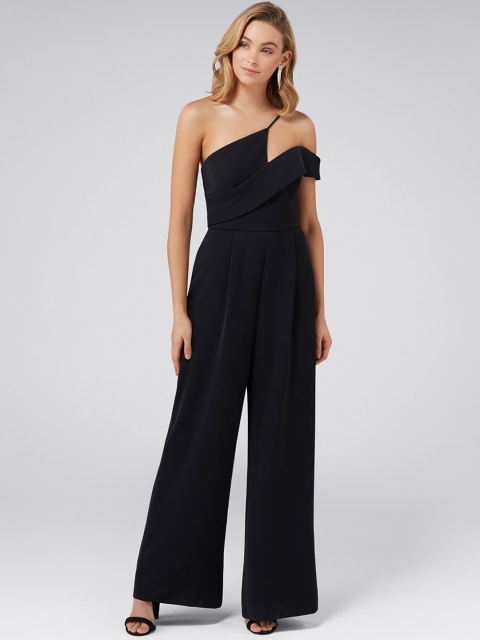 

Forever New Women Black Solid Crepe Elora Asymetrical Neckline Jumpsuit