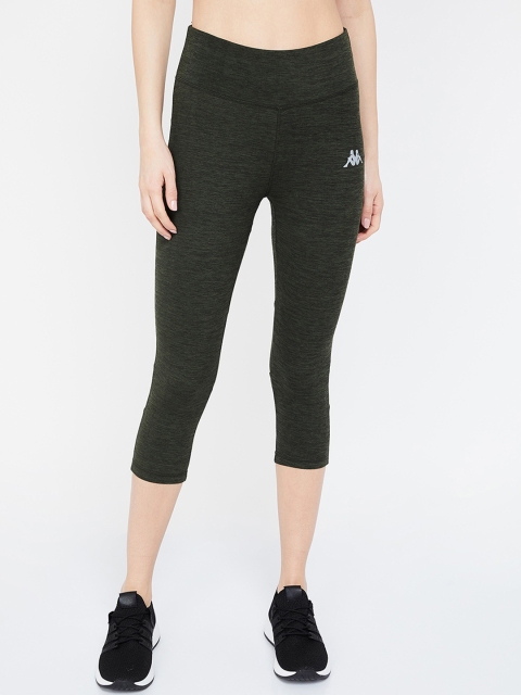 

Kappa Women Olive Green Solid Tight Fit Capris