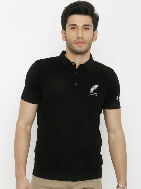 

Rex Straut Jeans Men Black Solid Polo Collar T-shirt