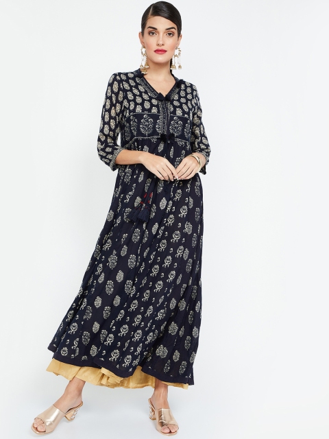 

Melange by Lifestyle Women Navy Blue & Grey Printed A-Line Kurta