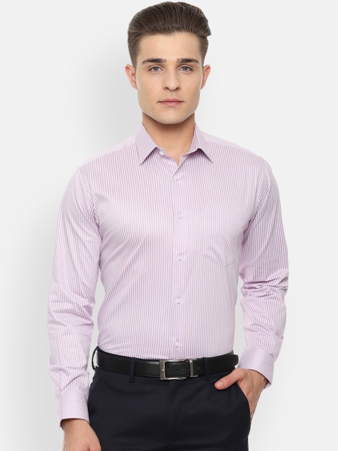

Van Heusen Men Pink & White Regular Fit Striped Formal Shirt