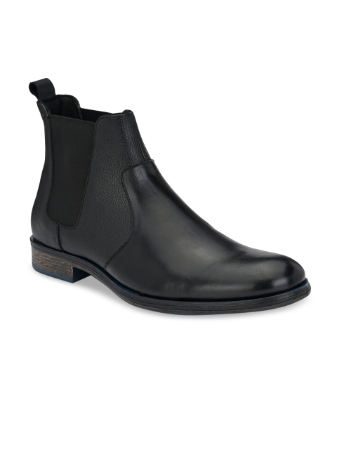 

Delize Men Black Solid Mid-Top Chelsea Boots