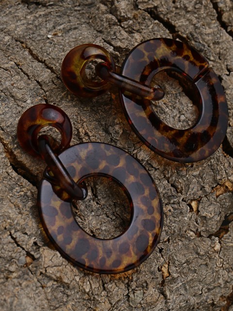 

ZeroKaata Brown Circular Drop Earrings