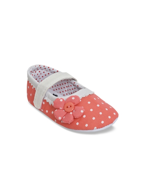 

Kiwi Girls Peach-Coloured Printed Canvas Ballerinas