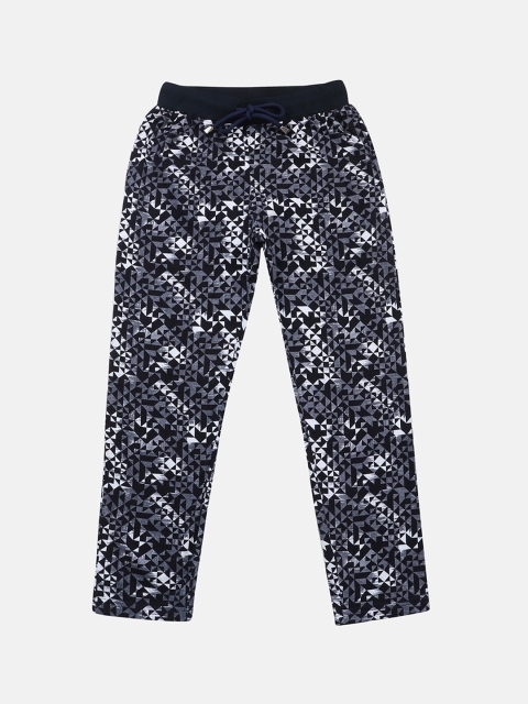 

Lil Tomatoes Boys Navy Blue & Grey Printed Track Pants