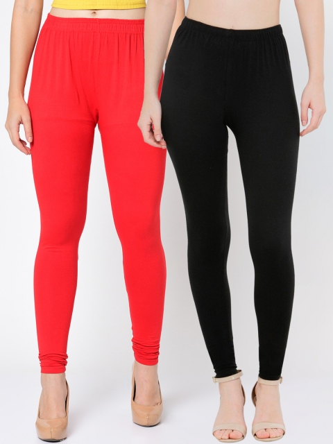 

TAG 7 Women Set of 2 Solid Ankle-Length Leggings, Black