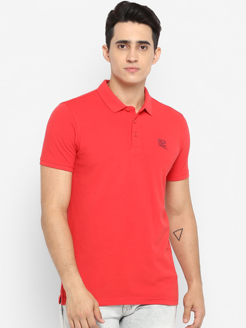 

SPYKAR Men Coral Solid Polo Collar T-shirt