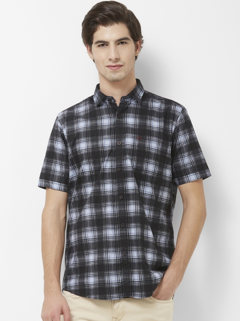 

Integriti Men Black & Blue Slim Fit Checked Casual Shirt